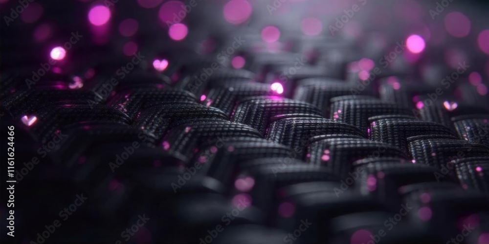 Intricate woven texture with glowing pink highlights against a dark background creating a striking visual effect Intricate woven texture with glowing pink highlights against a dark background creating a striking visual effect