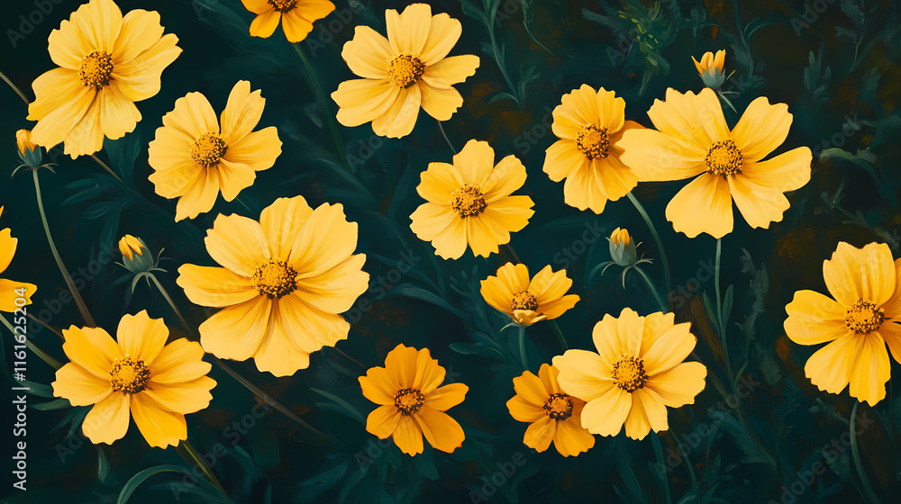 Perennial coreopsis moonbeam in full bloom. Moonbeam. Illustration Perennial coreopsis moonbeam in full bloom. Moonbeam. Illustration