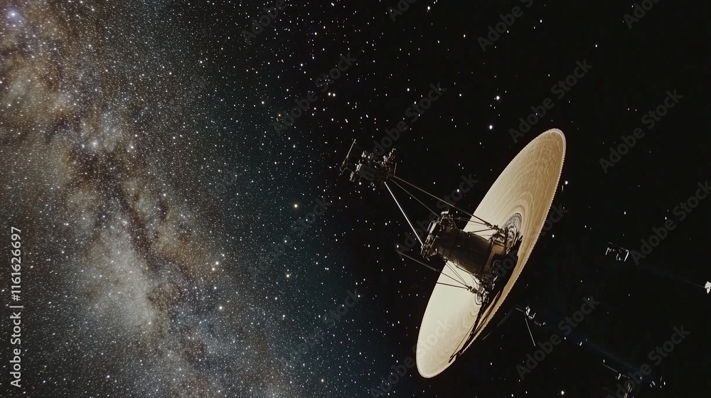 Voyager spacecraft exploring the vastness of space, symbolizing human curiosity and the quest for knowledge beyond our planet.
