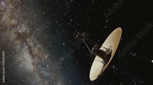 Obraz na płótnie Voyager spacecraft exploring the vastness of space, symbolizing human curiosity and the quest for knowledge beyond our planet. w salonie