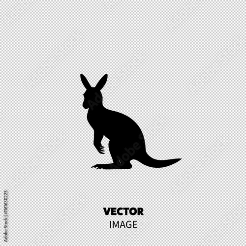 Silhouette of a kangaroo in a dynamic pose against a white background. photo