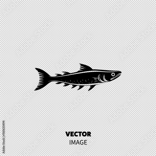 Stylized black silhouette of a fish, showcasing its streamlined shape and distinctive features.