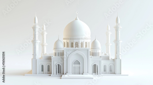 Wallpaper Mural A model mosque marble mausoleum with white dome and minarets famous architectural landmark in  Torontodigital.ca