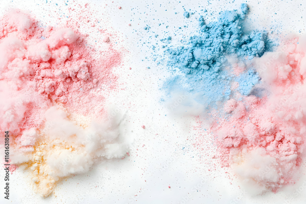 Pastel Powder Clouds, A Dreamy Color Burst on White Pastel Powder Clouds, A Dreamy Color Burst on White