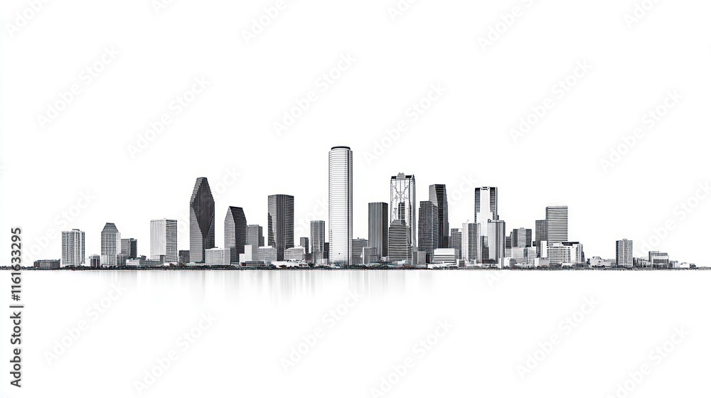 Naklejka premium Monochrome Dallas skyline illustration.