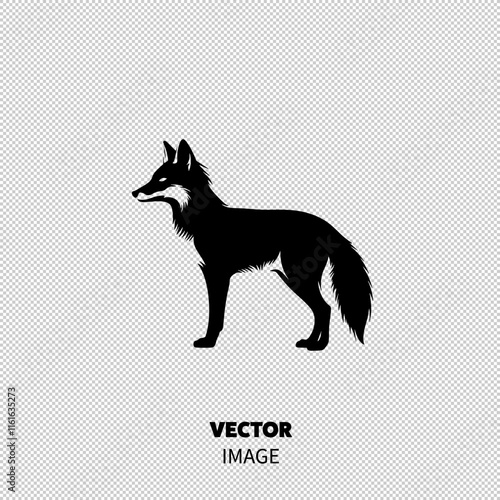 Silhouette of a majestic fox, showcasing its sleek form and fluffy tail, ideal for design and nature themes.