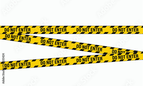Do Not Enter caution tape with bold chevron patterns, designed for warning signs, danger zones, and restricted areas. Ideal for security barriers, emergency scenes, or hazard awareness in vector.