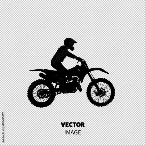 Silhouette of a male dirt bike rider in motion, showcasing speed and adventure. photo