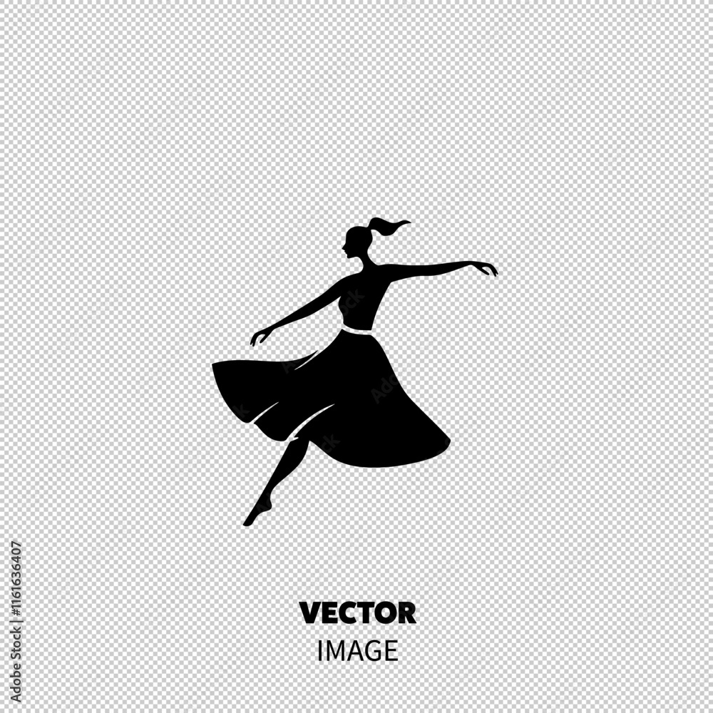 Silhouette of a graceful woman dancing in a flowing dress, capturing elegance and freedom in motion. Silhouette of a graceful woman dancing in a flowing dress, capturing elegance and freedom in motion.