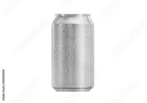 Canvas Print Aluminum can with water droplets, transparent background