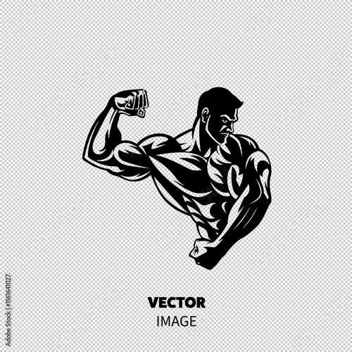 Muscular male figure showcasing strength and determination in a dynamic pose.