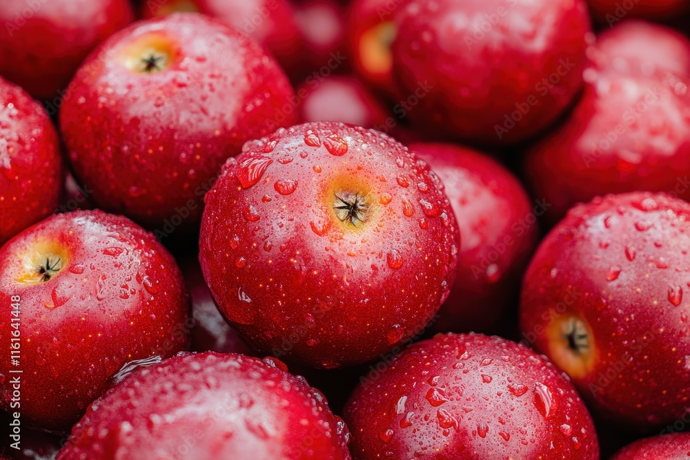 Detailed image of red wax apples in a market setting Detailed image of red wax apples in a market setting
