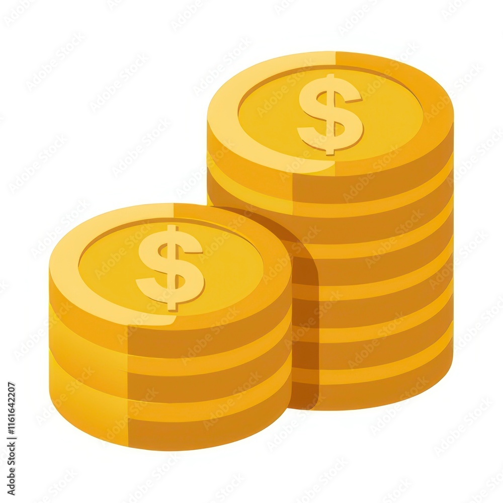 Stacked gold coins with dollar symbols in a vector illustration