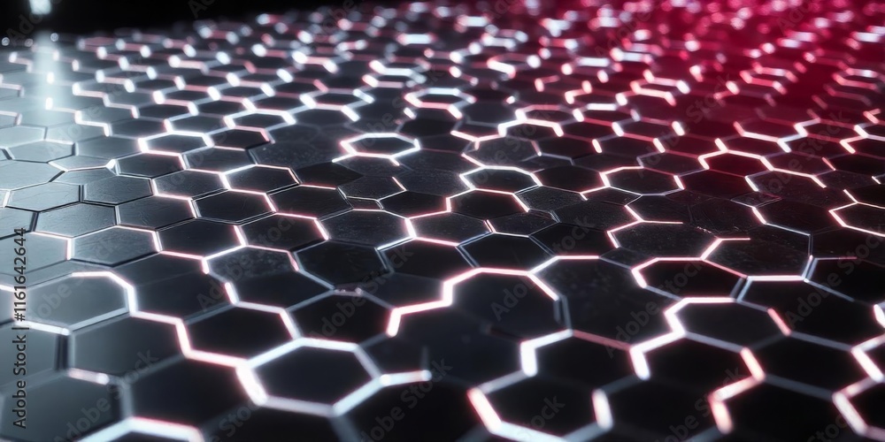 Obraz premium Abstract hexagonal pattern illuminated by light creating a modern and futuristic atmosphere indoors