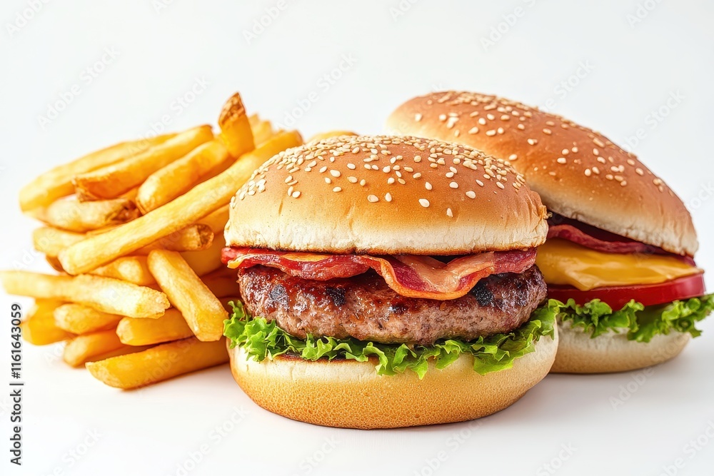 Fast foods displayed alone on white Fast foods displayed alone on white