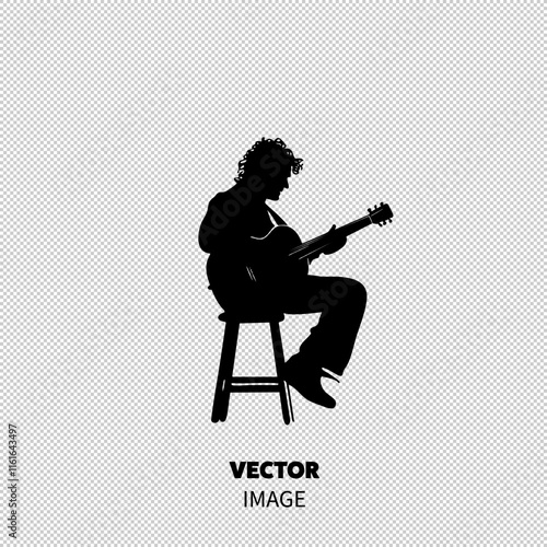 Silhouette of a male musician playing an acoustic guitar, capturing a moment of creativity and passion.