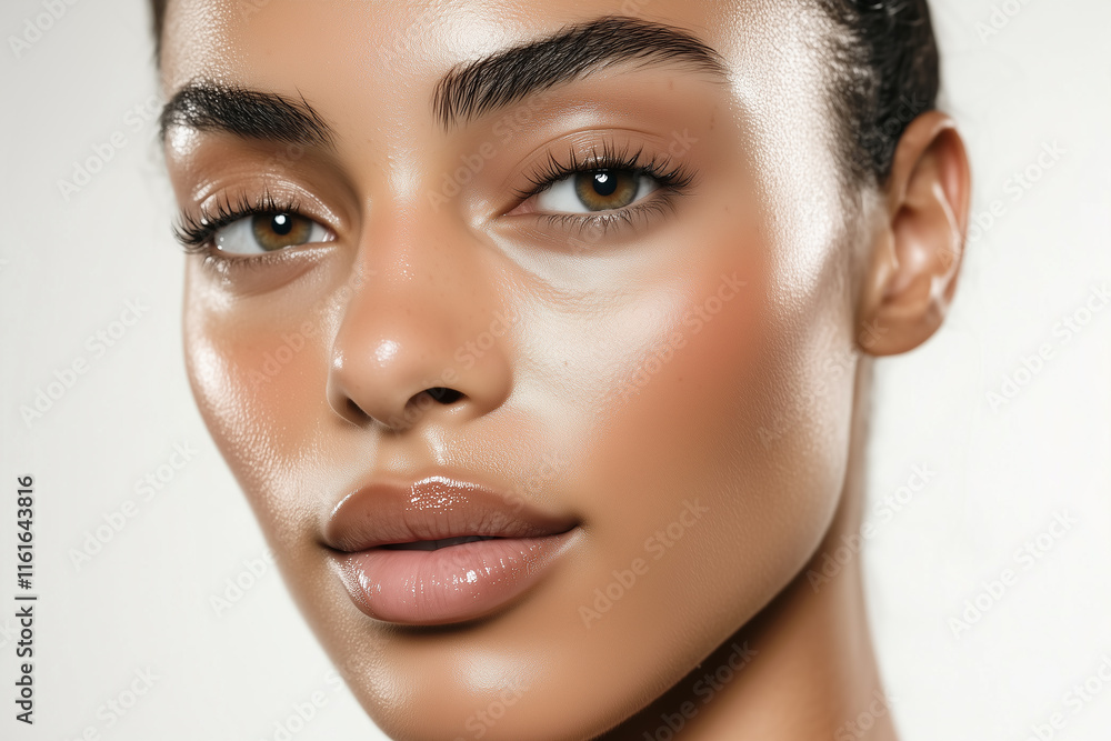Fototapeta premium Beautiful skin woman face, healthy beauty skincare and cosmetics for adverstising. Generative Ai.