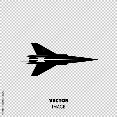 Sleek black silhouette of a supersonic jet in motion against a minimalist background.