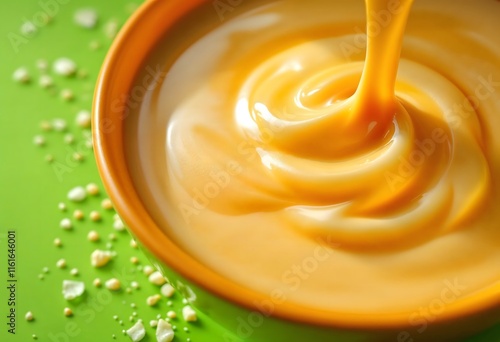 Wallpaper Mural Golden Custard Pouring Smooth Creamy Bowl Delicious Dessert Torontodigital.ca