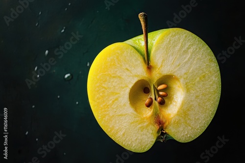 Half of a sliced green apple isolated photo