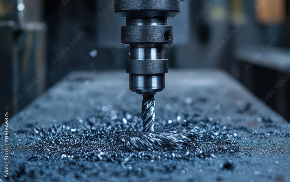 Precision Engineering: A drill bit pierces metal, creating a shower of sparks. The intricate detail showcases the power and precision of industrial machinery. Precision Engineering: A drill bit pierces metal, creating a shower of sparks. The intricate detail showcases the power and precision of industrial machinery.