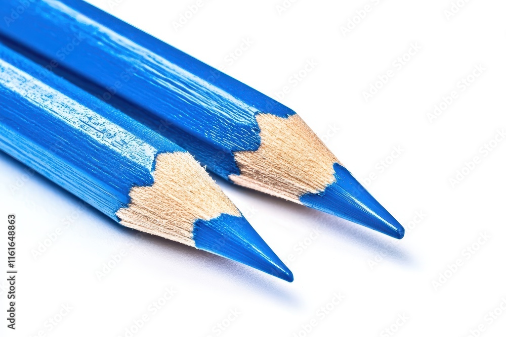 Fototapeta premium isolated blue pencil marks on white