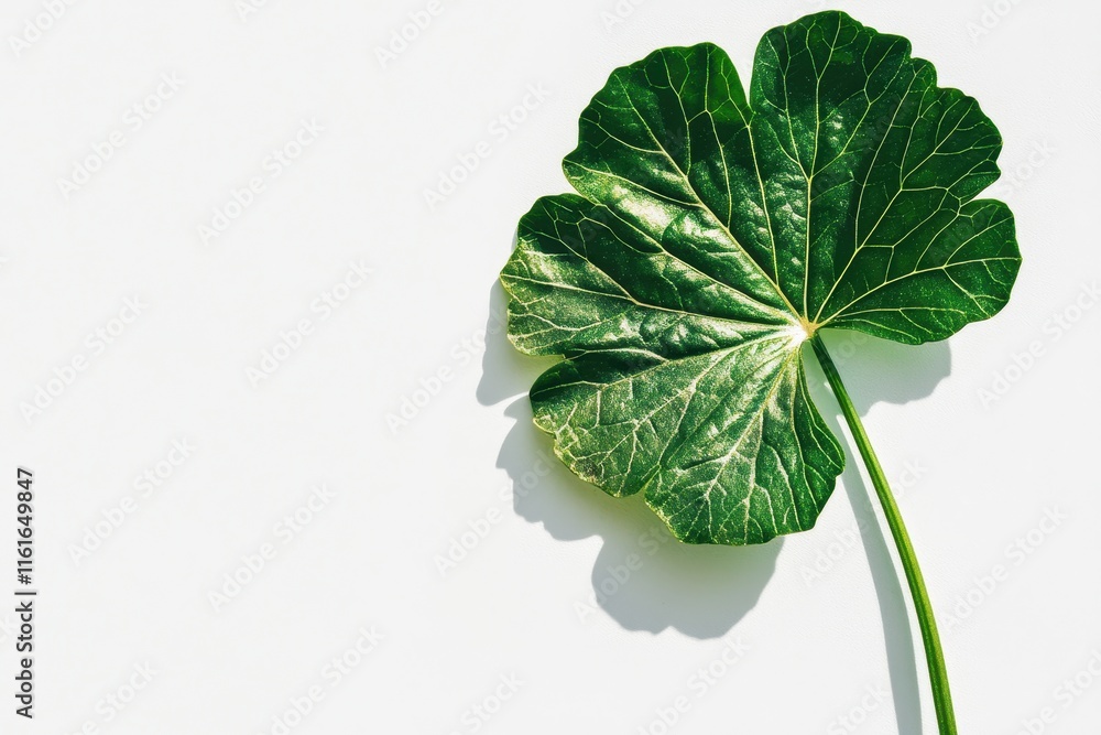 Isolated green geranium leaf on white Isolated green geranium leaf on white