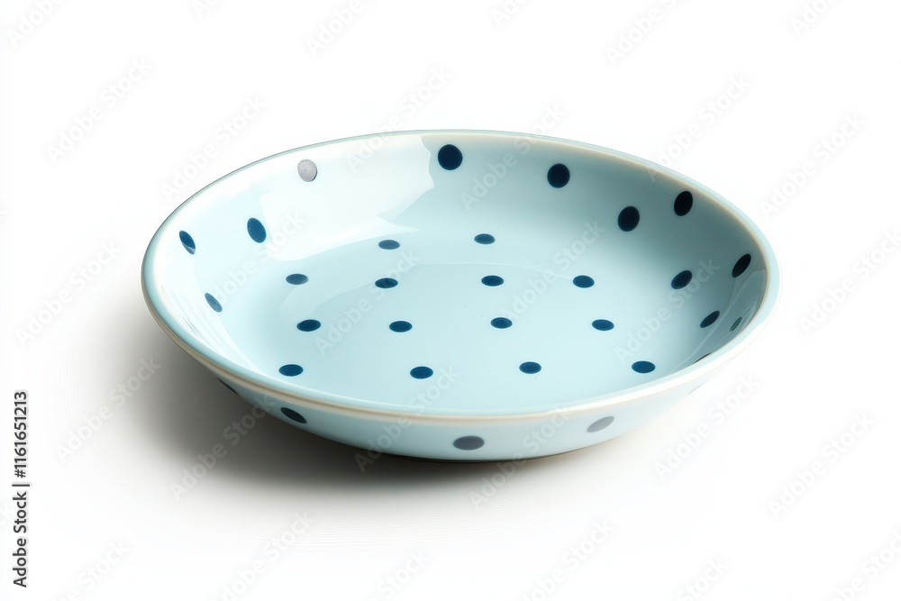 Isolated white background polka dotted ceramic dish Isolated white background polka dotted ceramic dish