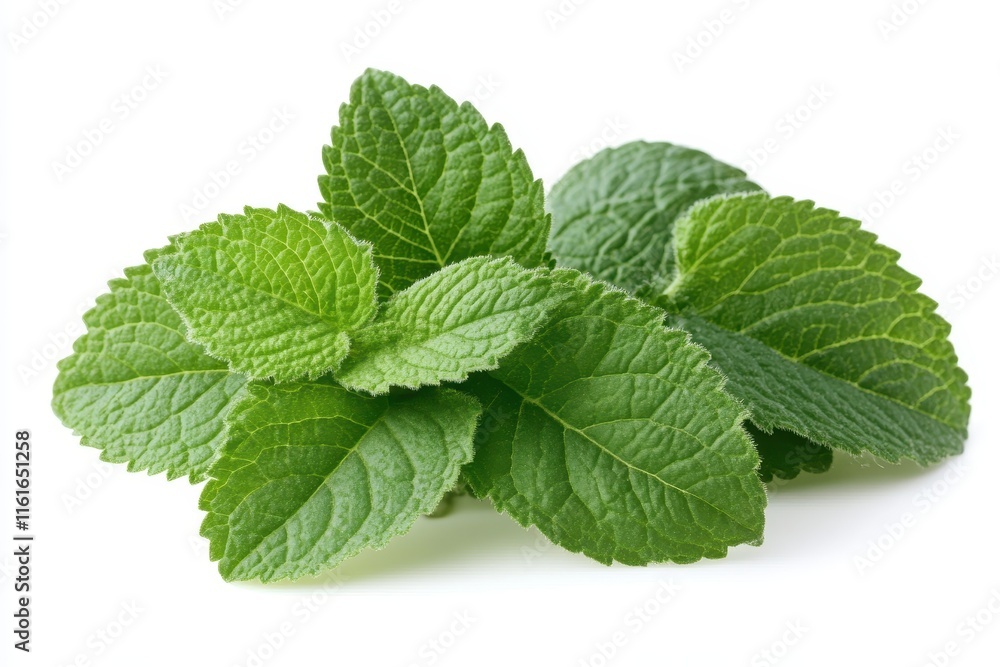 isolated white background with new lemon verbena leaves isolated white background with new lemon verbena leaves