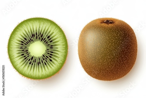Kiwi Whole and halved kiwi fruit vector graphic
