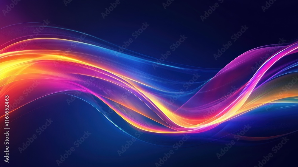 A hyper-realistic 3D rendering of an abstract background featuring flowing wavy lines and waves in a mesmerizing blue-purple gradient accented with vibrant yellow and pink highlights. A hyper-realistic 3D rendering of an abstract background featuring flowing wavy lines and waves in a mesmerizing blue-purple gradient accented with vibrant yellow and pink highlights.