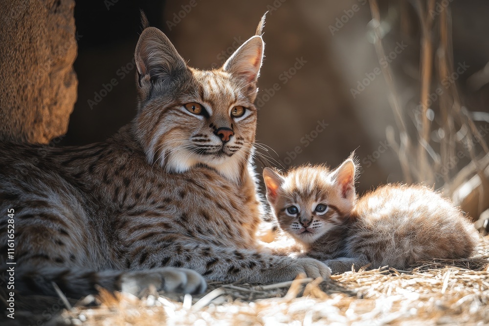 Fototapeta premium Mother of baby mammals domestic cats