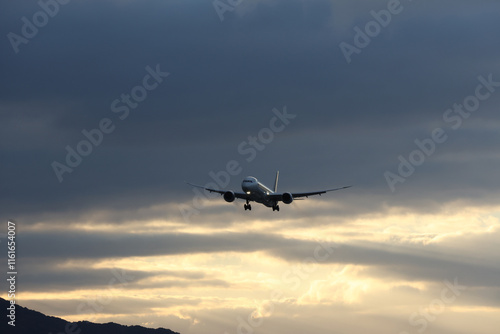 朝陽を浴びる飛行機 photo