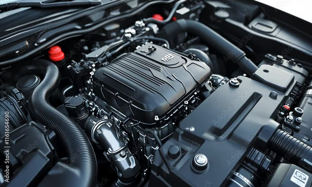 Close-Up View of Modern Automobile Engine Components Showcasing Advanced Technology and Engineering Mastery in a Well-Designed Internal Car Mechanism Close-Up View of Modern Automobile Engine Components Showcasing Advanced Technology and Engineering Mastery in a Well-Designed Internal Car Mechanism