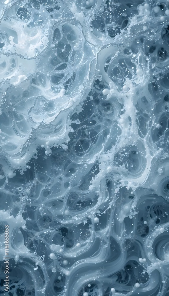 Fototapeta premium transparent clear calm water surface texture with ripples, splashes. Abstract nature banner background. Dark grey water waves. Copy space, top view. Cosmetic moisturizer micellar toner emulsion