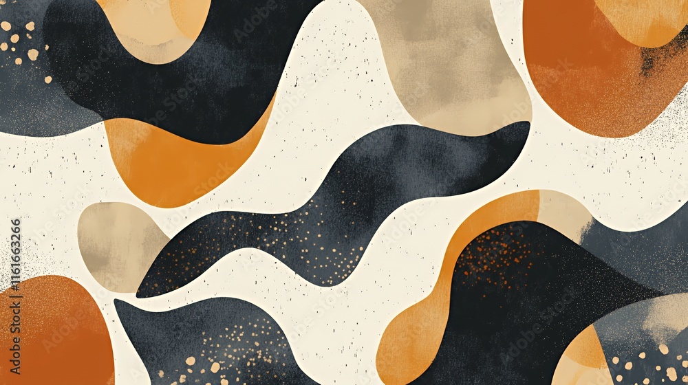 Obraz premium Abstract Art Featuring Wavy Shapes and Earthy Tones