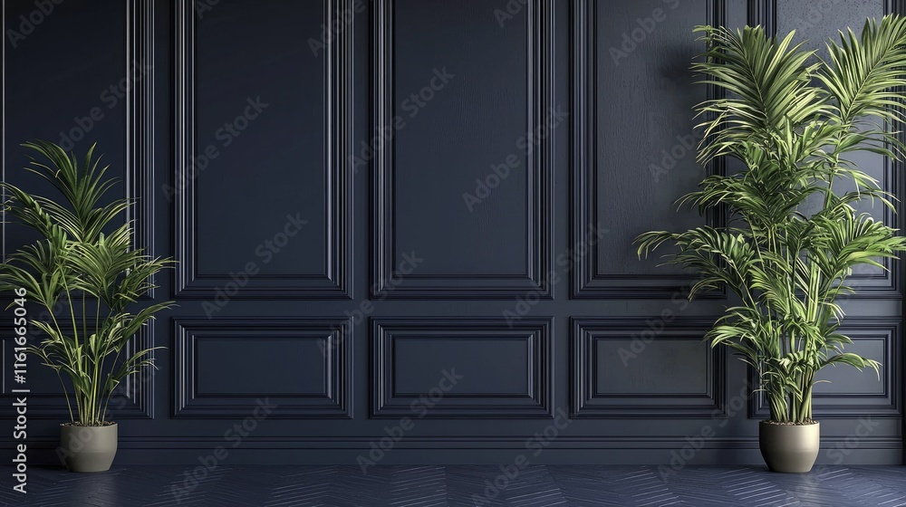 Fototapeta premium Bamboo flooring maintenance essentials for a stunning look, deep navy backdrop enhances sophistication.