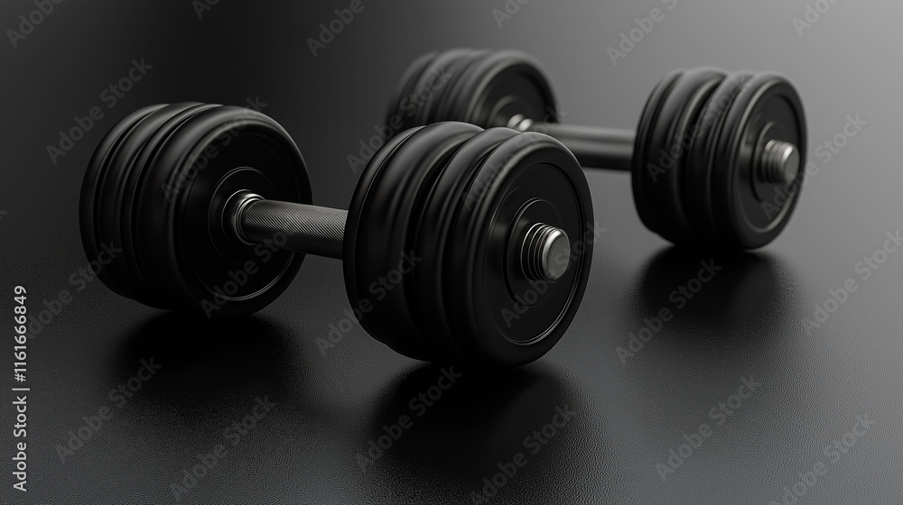 Pair of black weights on black surface Pair of black weights on black surface