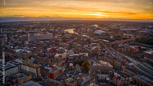 Aerial View of Newcastle, England, United Kingdom