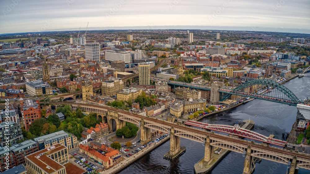 Obraz premium Aerial View of Newcastle, England, United Kingdom