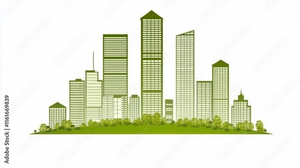 Green city. City and nature ecosystem. Sustainable development. Vector file. Green city. City and nature ecosystem. Sustainable development. Vector file.