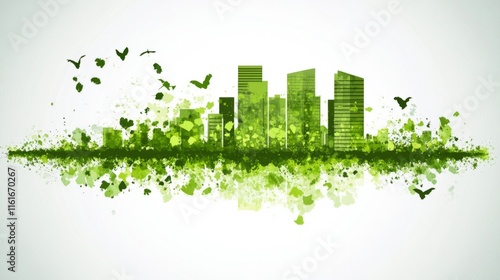 Green city. City and nature ecosystem. Sustainable development. Vector file.