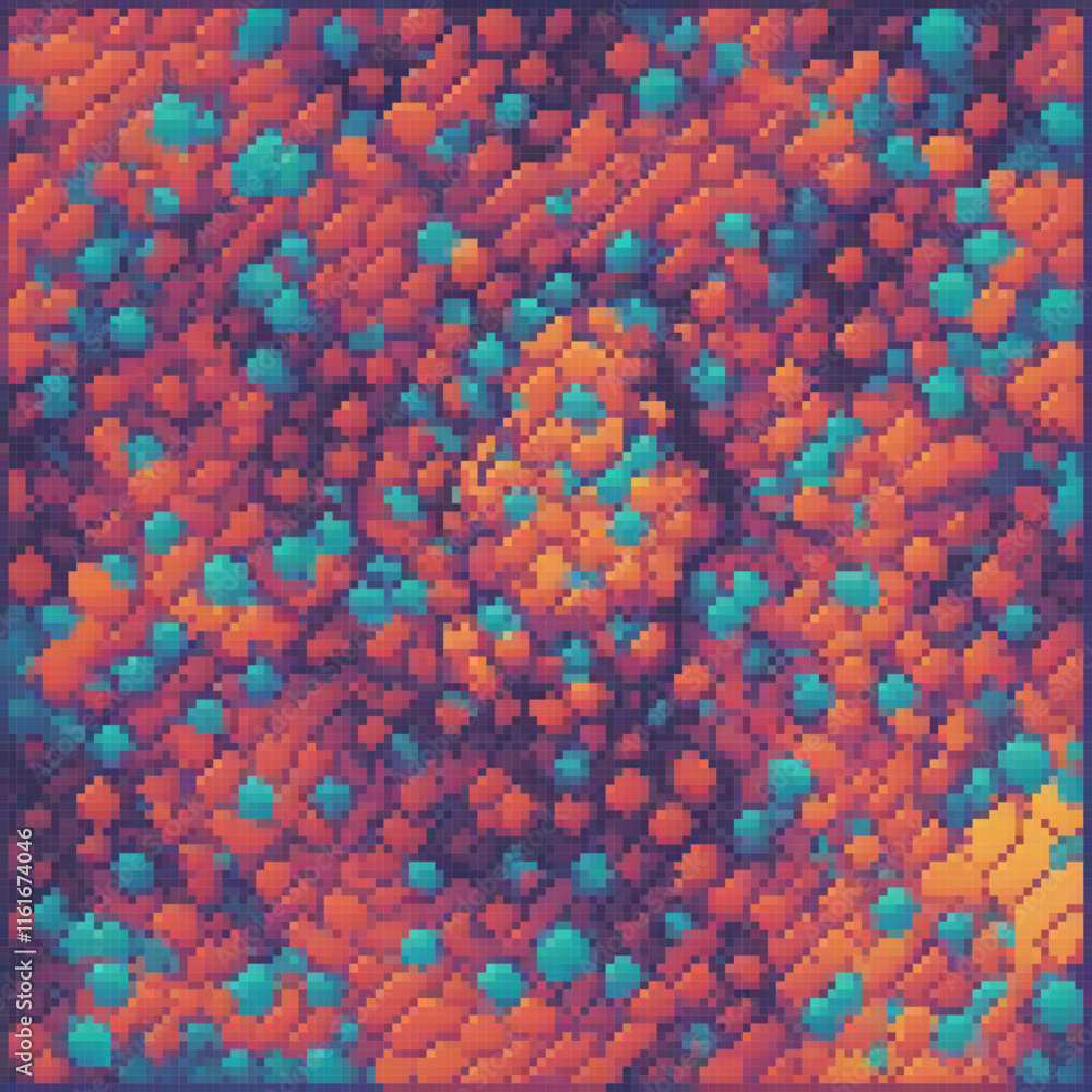Vibrant pixel art featuring a striking red and blue pattern against a deep black backdrop. Vibrant pixel art featuring a striking red and blue pattern against a deep black backdrop.