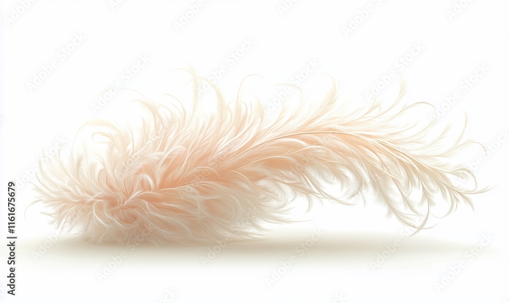 Single soft light peach feather isolated on white. Single soft light peach feather isolated on white.
