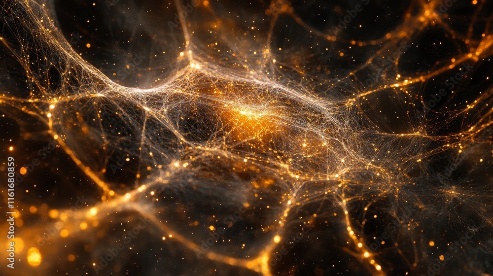 Naklejka premium webs dissolve into radiant glowing abstract patterns., Generative AI