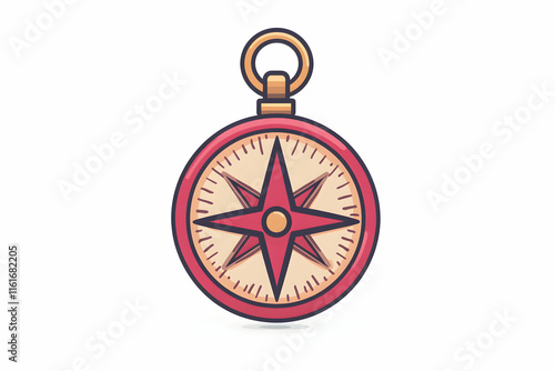 Vintage Compass Illustration Red and Gold Design Element photo