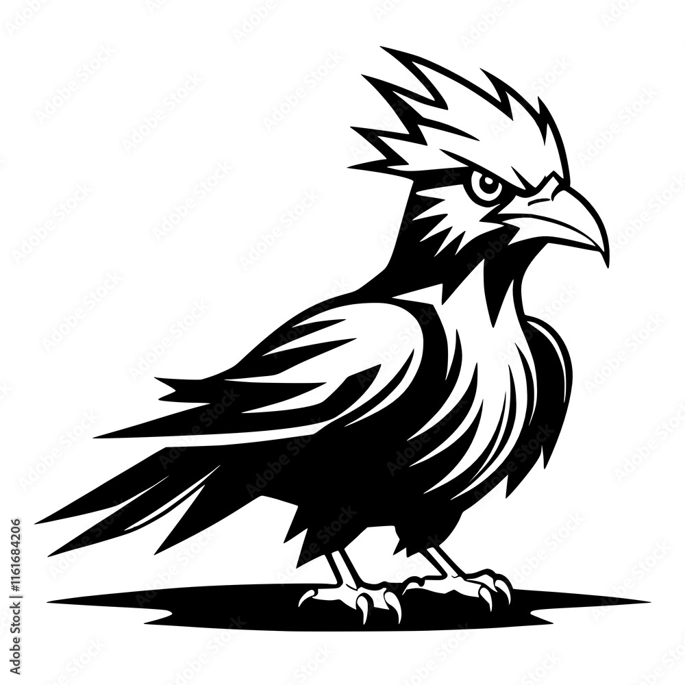 Fototapeta premium black silhouette of eagle on white background