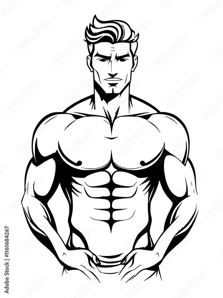 Fototapeta premium strong man. black and white