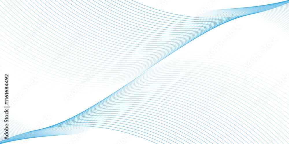 Fototapeta premium Abstract smooth blue waves on white background, vector.