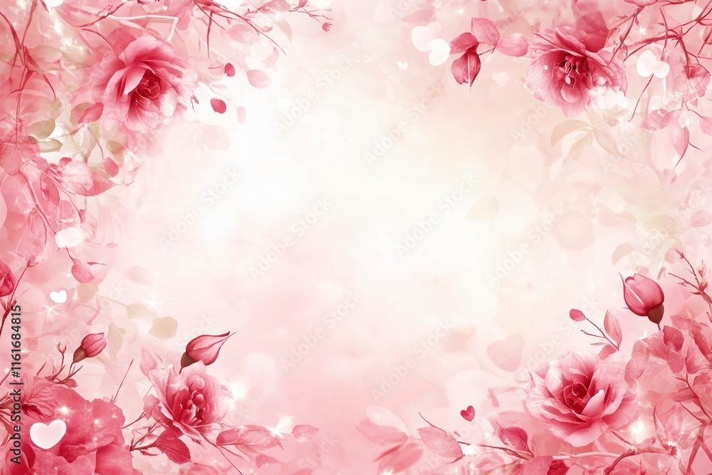 Obraz premium Romantic Red Dragon-Themed Valentine's Day Frame with Beautiful Floral Border, Perfect for Love Notes and Heartfelt Messages on a Celebration of Love